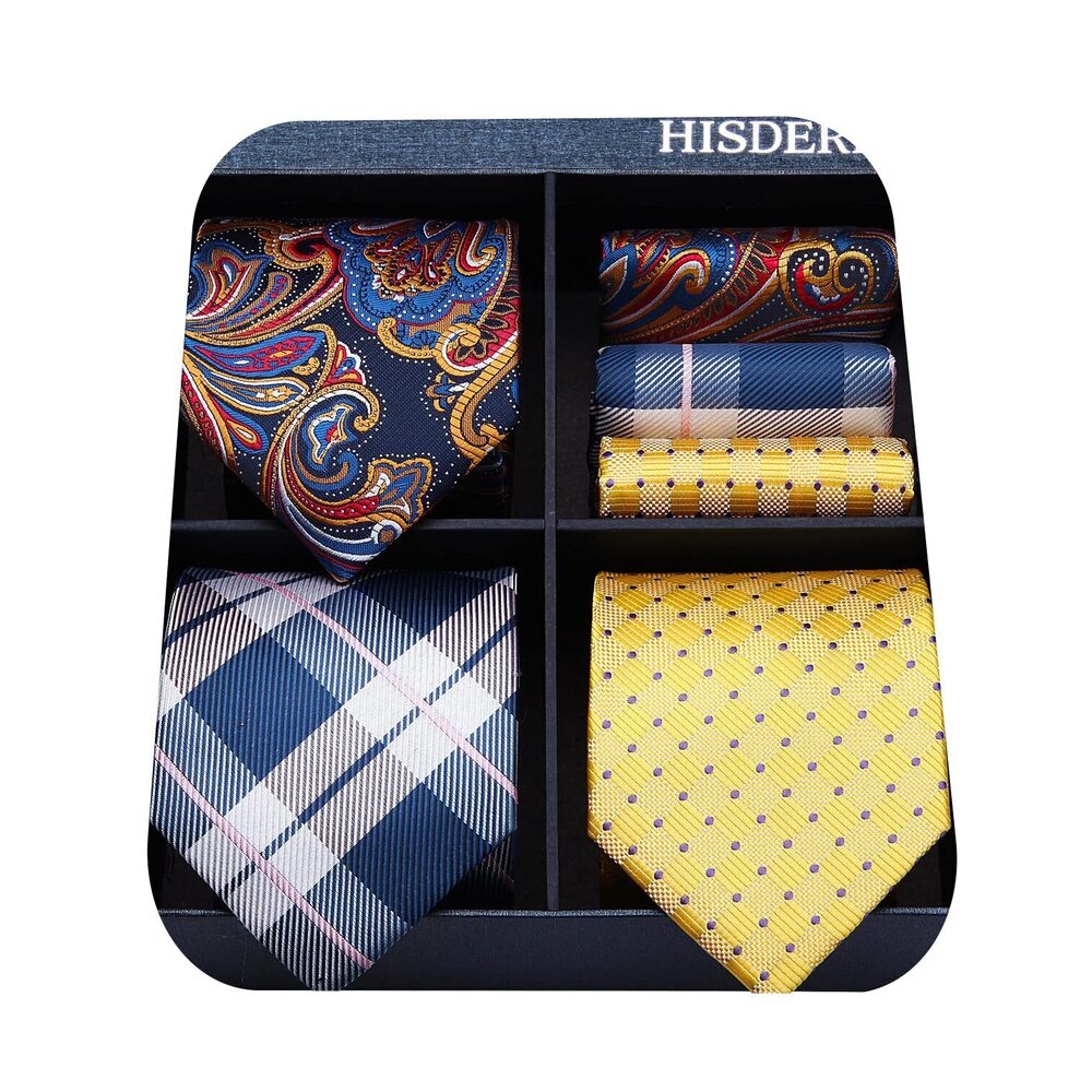 9164 Ties Pocket Square Set Lot 3 PCS Silk Ties Collection Handkerchief